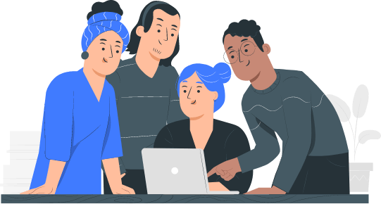 Group of people looking at the laptop screen