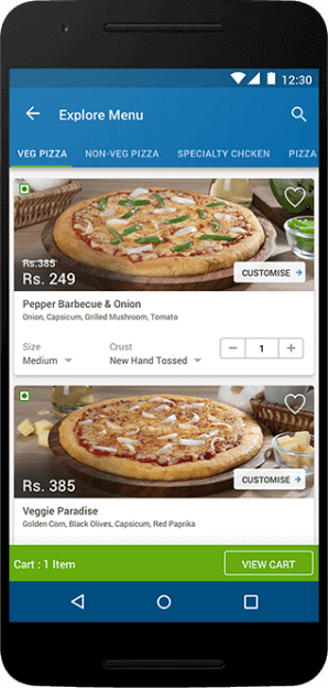 Dominos - User Interface App Screen