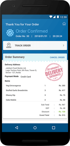 Dominos - User Interface App Screen