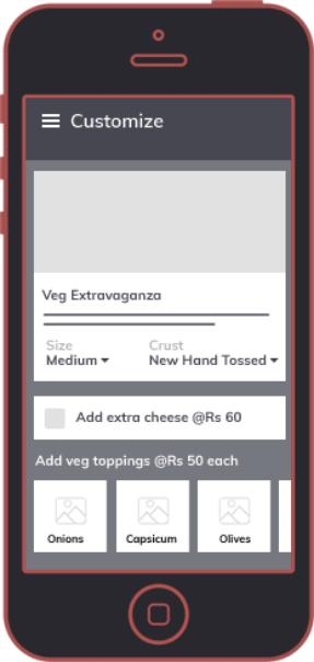 Dominos - Wireframes & Prototyping App Screen